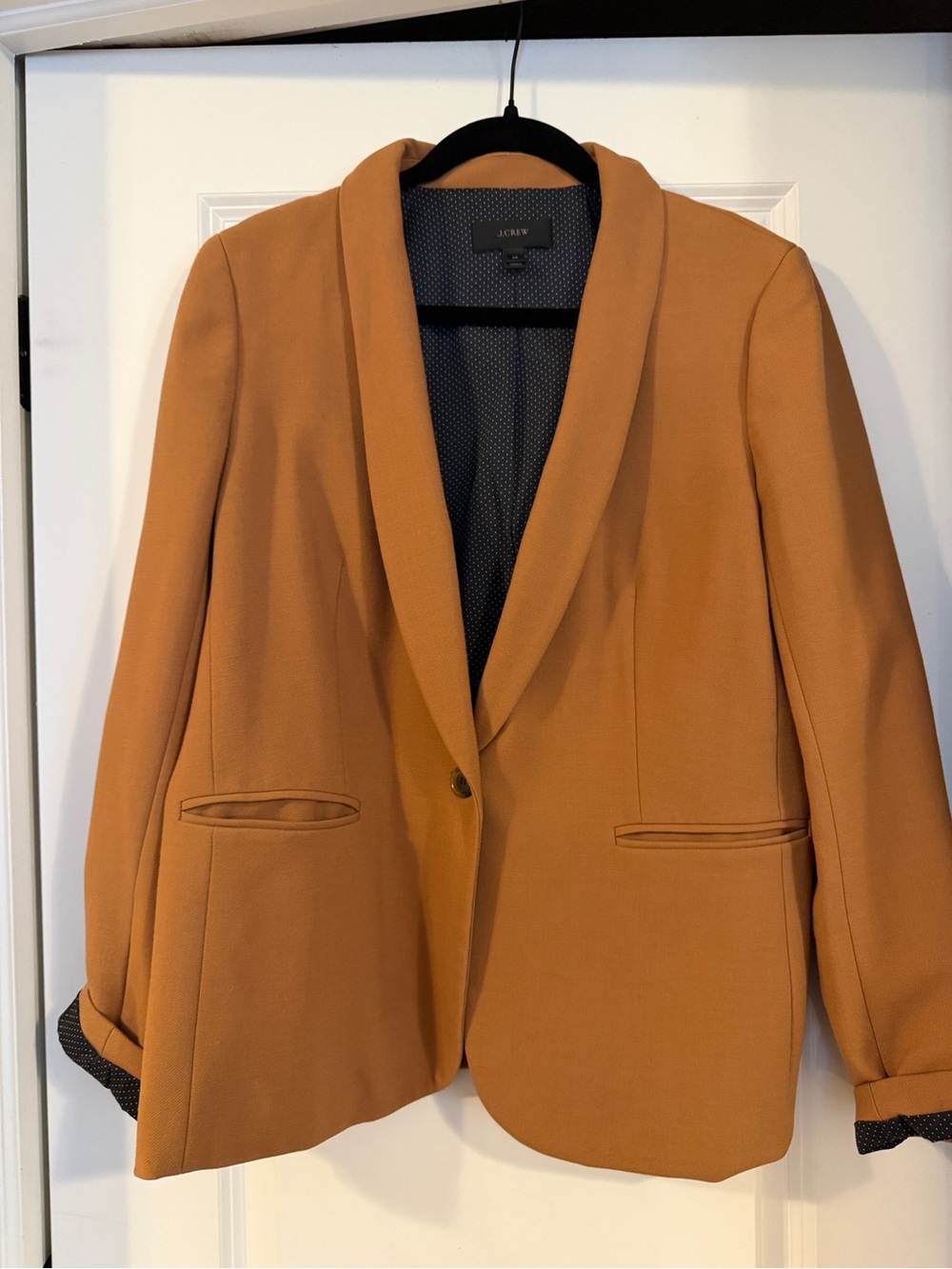 J. Crew Women's Camel Brown Shawl-Collar Single-Button Schoolboy Blazer